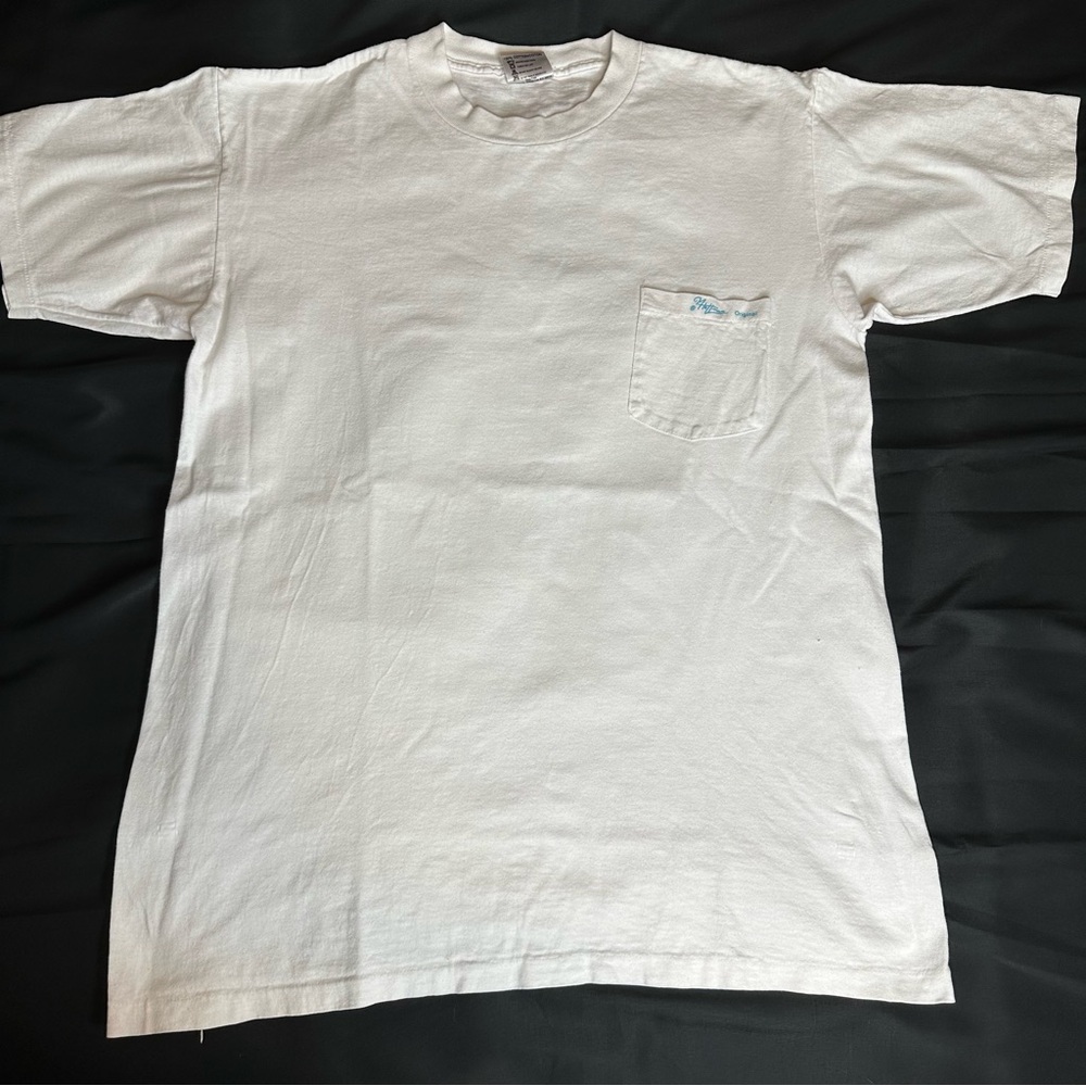 White Men’s Size XL Fishing Pocket Tee Ten Pounder Largemouth Bass Shirt